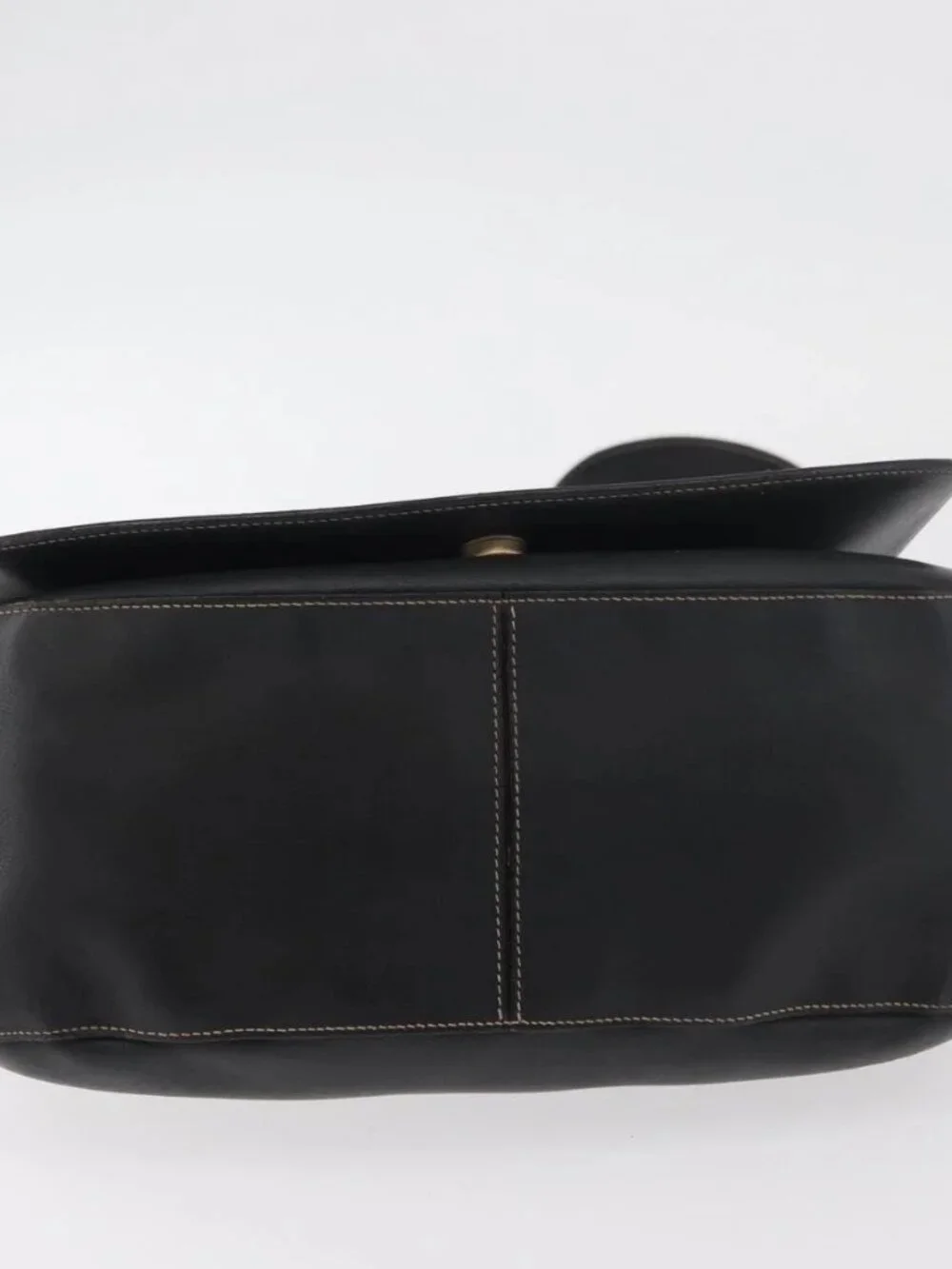 PRADA Chain Shoulder Bag Leather Black Gold Auth mr2300